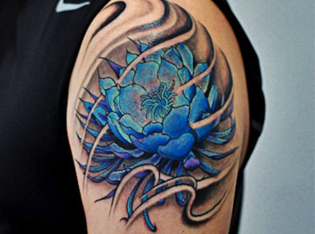 lotus-flower-tattoo-blue