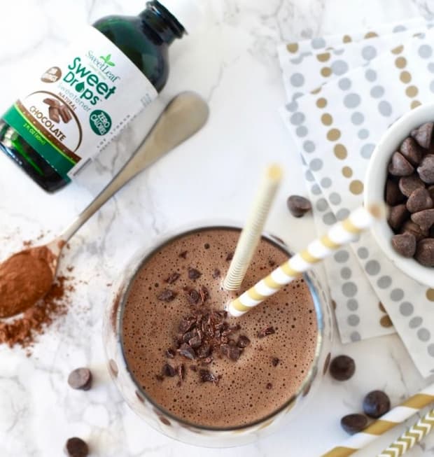 chocolate espresso smoothie made with sweetleaf stevia drops