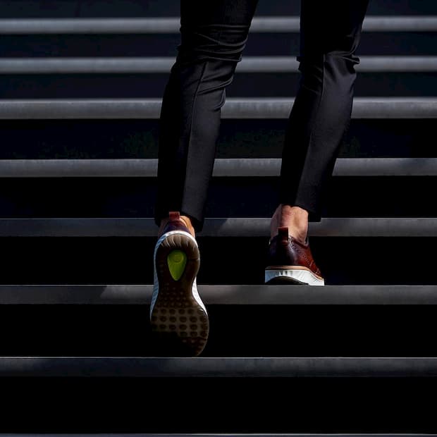 man walking in wide shoes