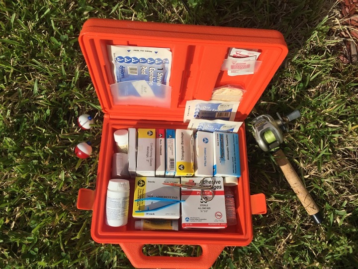 first aid kit in red box