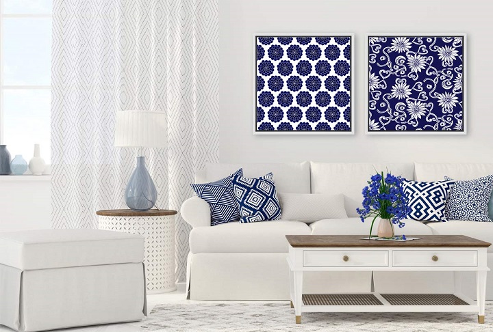 Patterned Hamptons wall print