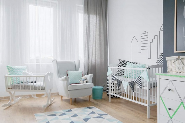 Properly lighted Scandi-style nursery