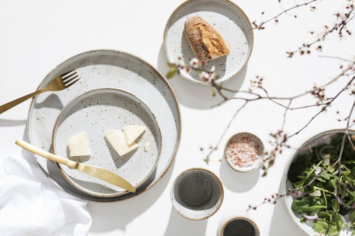 Morning Breakfast served with beautiful ceramic plates