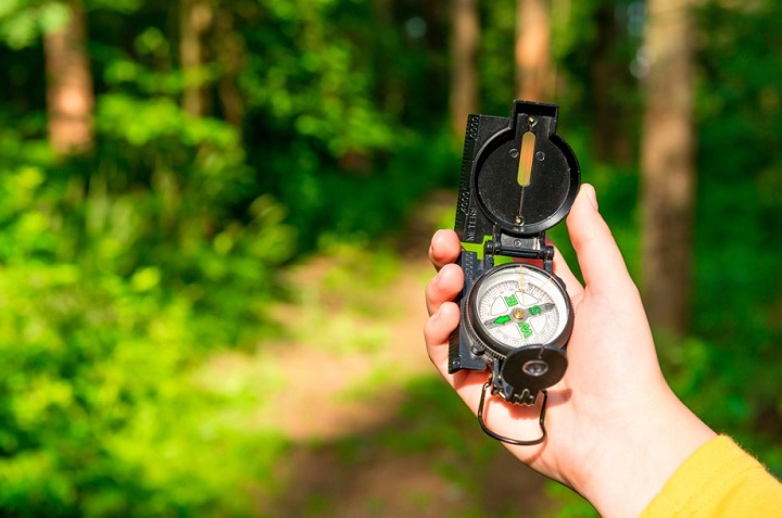 close-up of outdoor compass