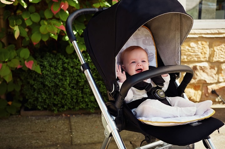 picture of a baby in a pram outside
