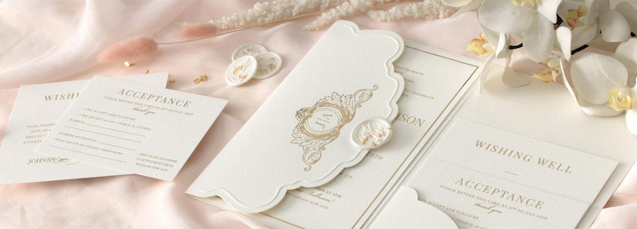 solid ivory pocket wedding invitations