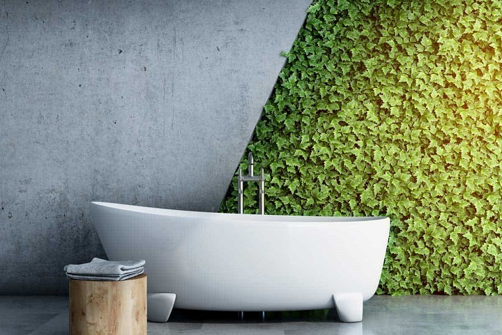 Bathroom greenery wall