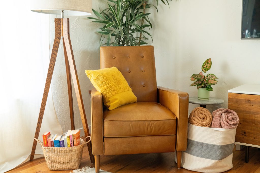 storage baskets in the living room