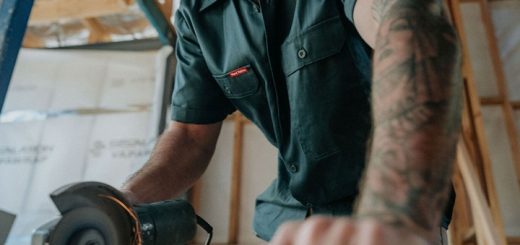 man wearing work shirt