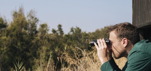 man using binoculars