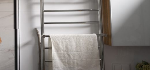 heated towel rail in the bathroom
