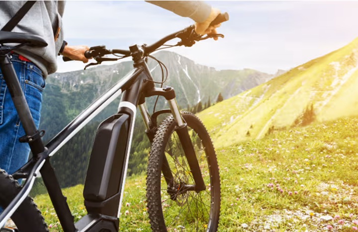 man with electric mountain bicycle