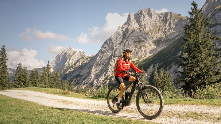 woman riding an electric mountain bike